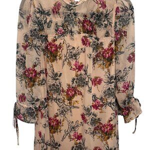 NWT Express Floral High Neck Collar Chiffon Dress
